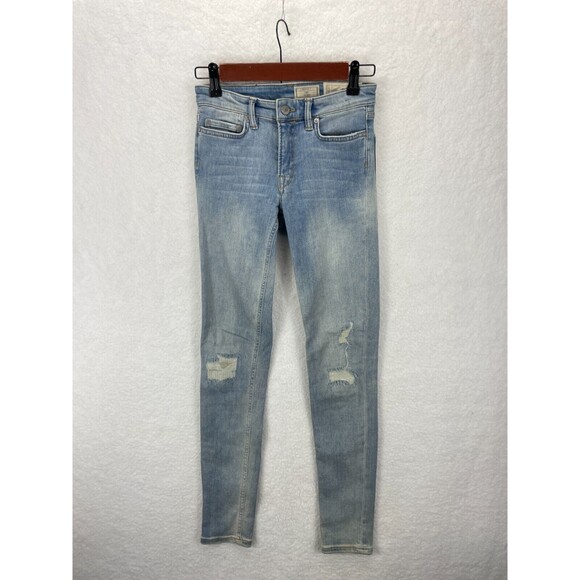 AllSaints Mast Skinny Jeans Women’s Blue Faded Low Rise Stretch Denim Casual 25W - Picture 2 of 13